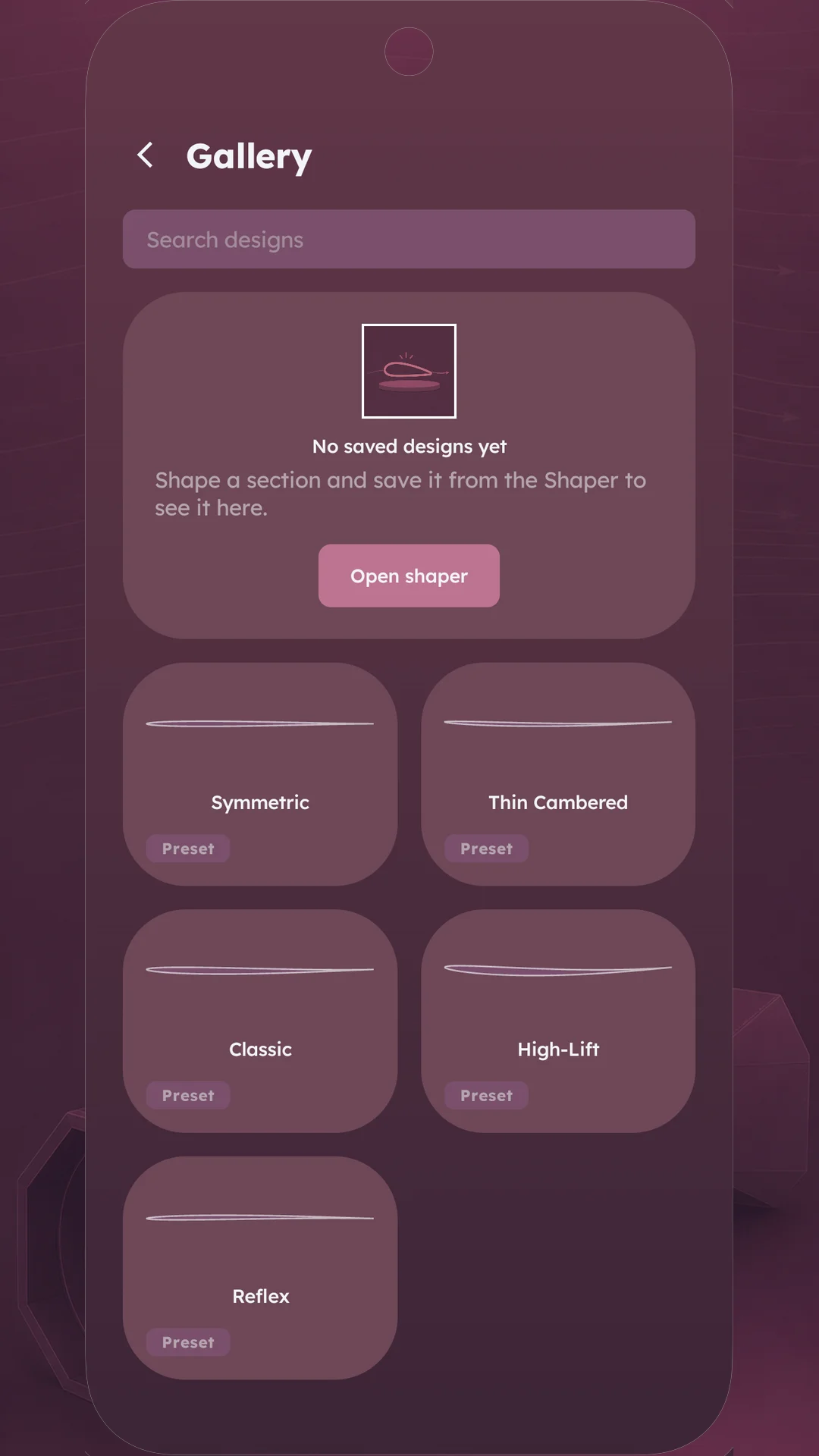 Kivoraq gallery of airfoil presets